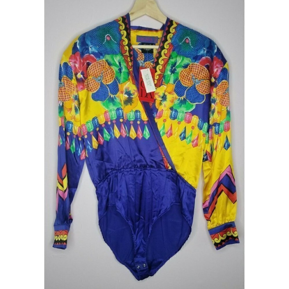 Vintage‎ Escada Margaretha Ley Silk Multicolor Jewel Print NWT Size 38